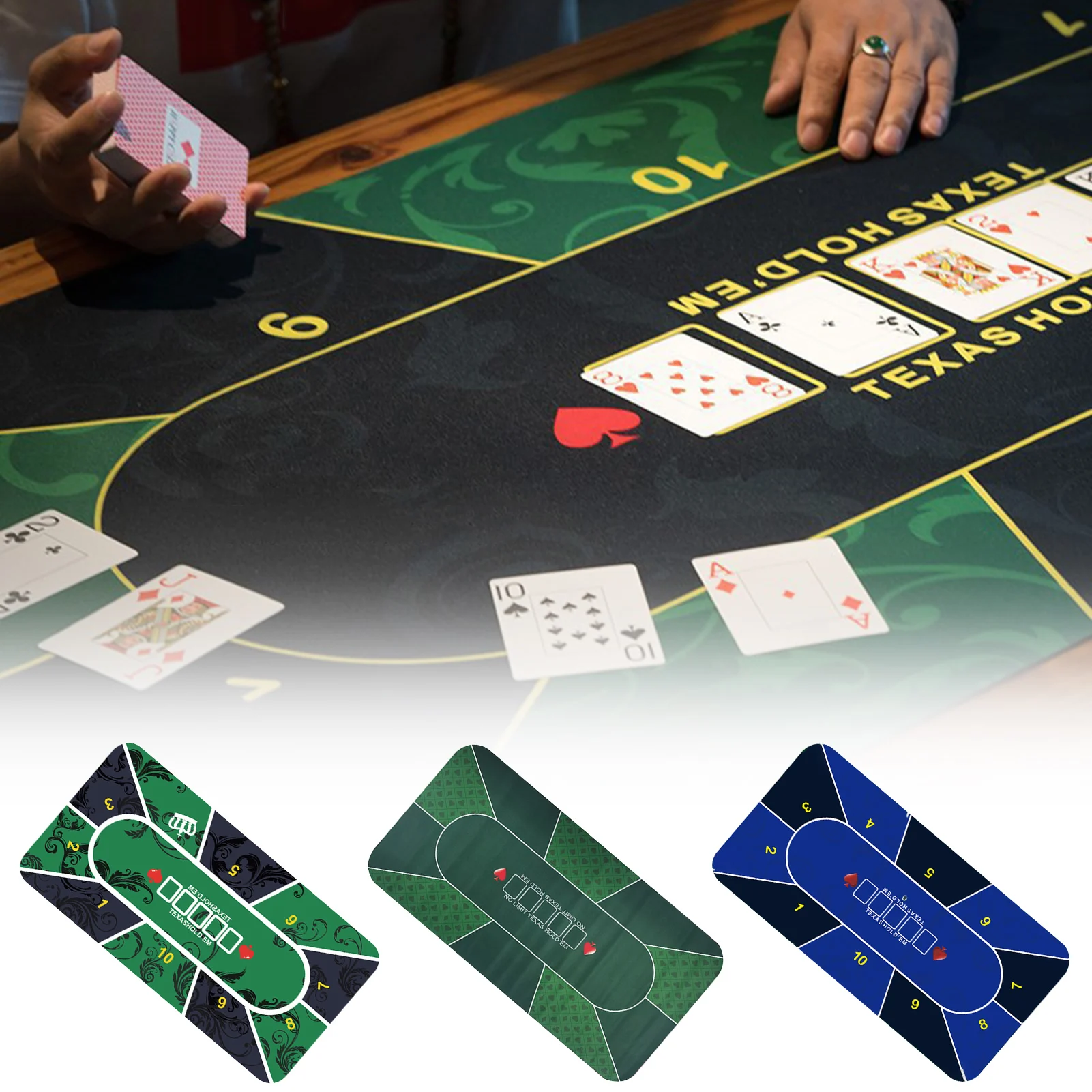 

1.2*0.6m Holdem Texas Poker Mat Black Jack Baccarat Dice Durable Rubber HomeDesk Pad