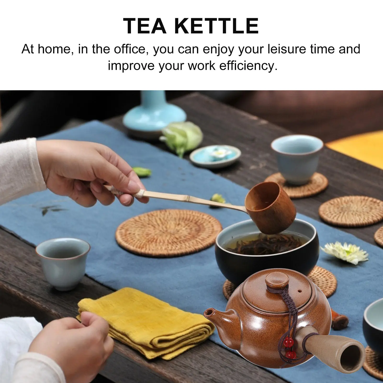 

1Pcs Retro Ceramic Teakettle Side Handle Elegant Simple Shape Comfortable Boiling Household Filter Teapot Water