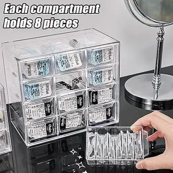 Günlük Kontakt Lens Kutusu Saklama Kutusu 12'li Izgaralar Büyük Kapasiteli Günlük Göz Teması Renkli Lensler Organizatör Kutusu