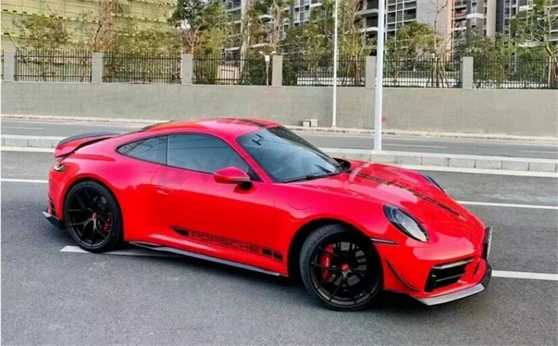 For Porsche 911 992 2019-2024 Carbon Fiber Front Lip Rear Diffuser Side Skirt Body Kit Trunk Spoiler Upgrade Refit Splitter