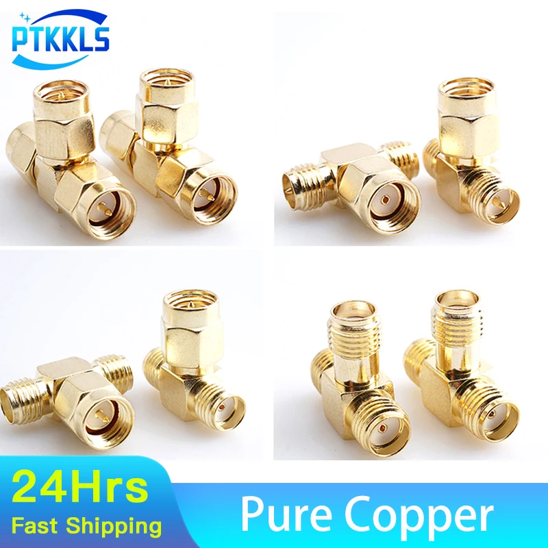 1 PCS SMA Adaptador de 3 vias SMA Macho para Dual 2 SMA Fêmea Divisor "T" Tipo Adaptadores de conector