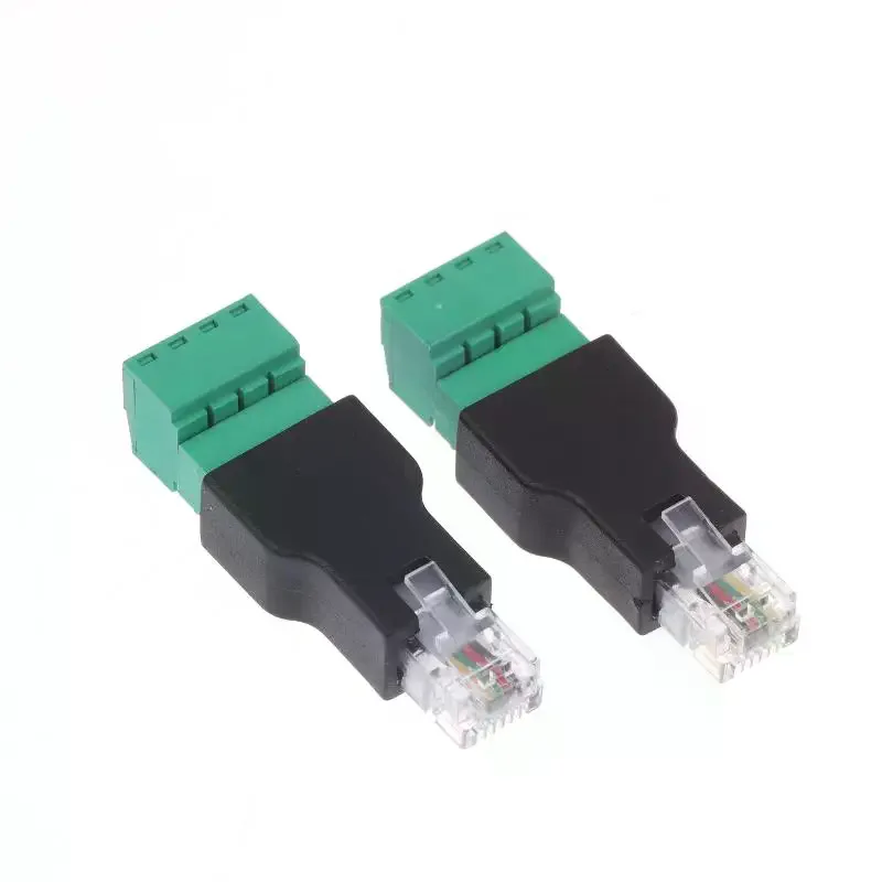 1/2Pcs 6P4C Male To 4 Pin Screw Terminal Converter RJ11 Ethernet Connector For Phone Receiver Extend Cable Adapter