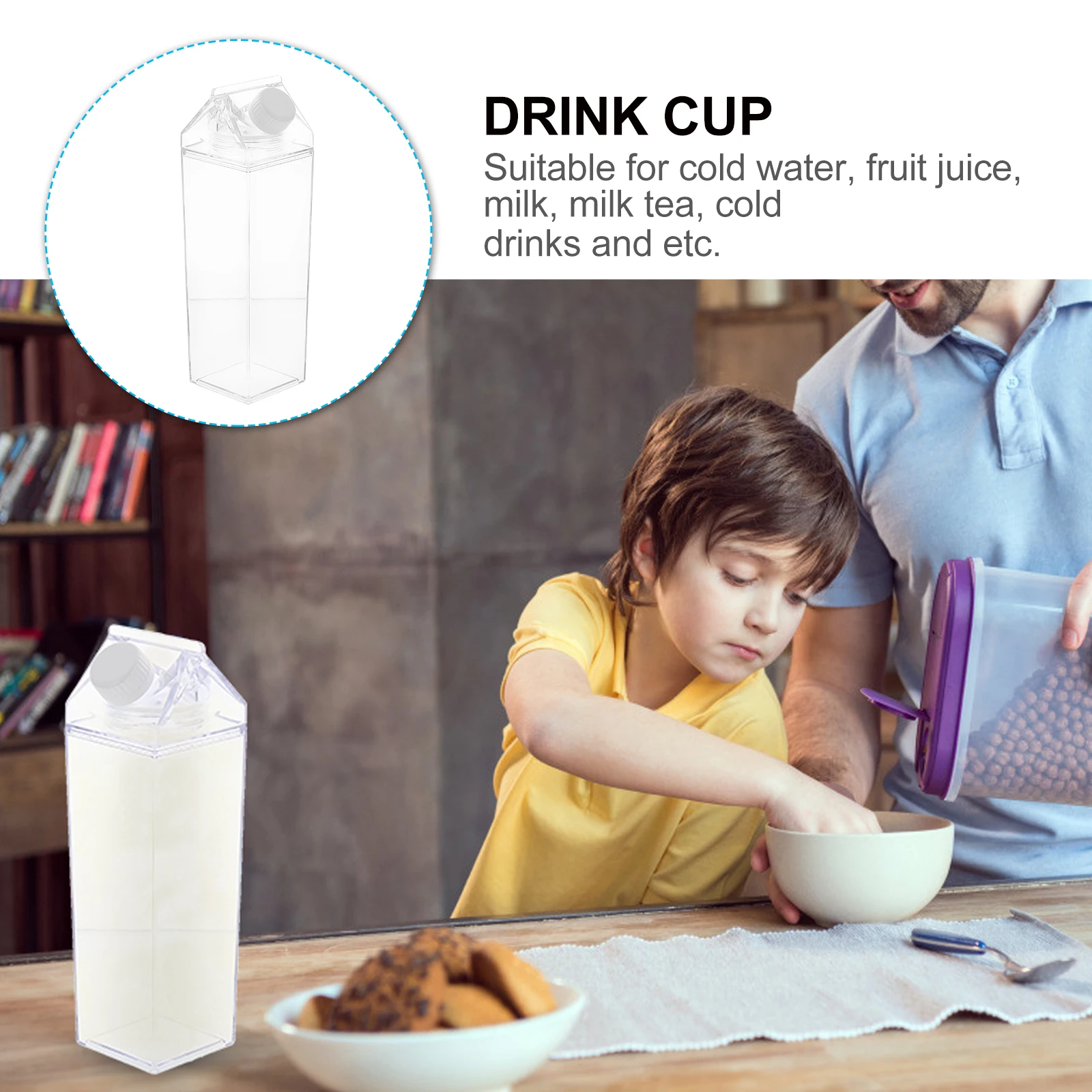 

2 Pcs Love Milk Cup Bottle Clear Containers Leakproof Portable Storage Jugs Cold Water Fruit Juice Milk Tea Beverages Mug