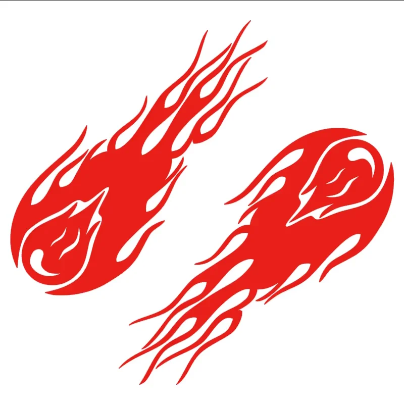 Two piece flame design racing cool motorcycle mudguard, window bumper decorative accessories vinyl car stickers