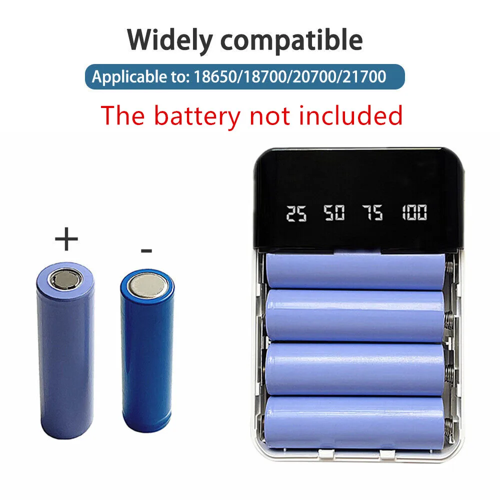 4 Slots 21700 18650 Battery DIY Power Bank Case Charge Storage Box No Welding 5V USB Type C Micro USB Interface For Smart Phones