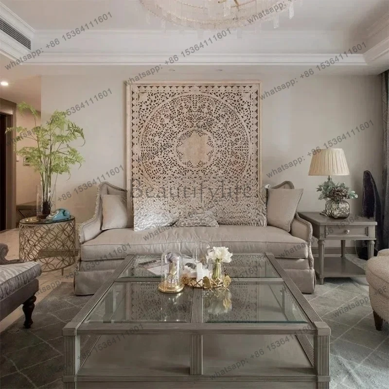 American light luxury solid wood coffee table French retro high-end atmospheric villa living room coffee table coffee table
