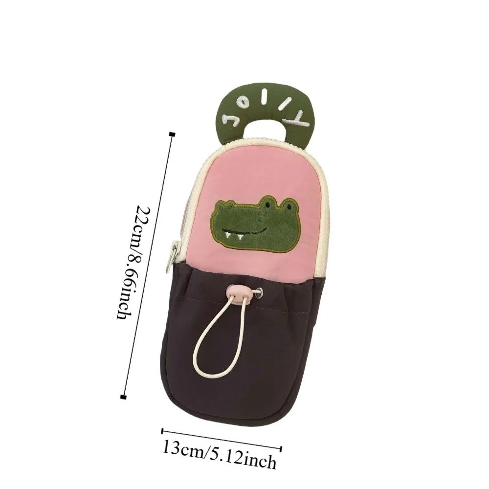Bolsa de papelería de dibujos animados Y2K, oso, pez, cocodrilo, gran capacidad, tarjeta de cosméticos, bolígrafo, estuche de lápices de estilo coreano de mano