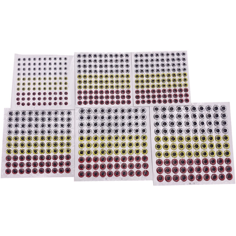 200pcs*3D Holographic Simulation Fishing Lure Eyes, 3/4/5/67/8/9mm Fly Fishing Tying, Jig, Lure Baits Making