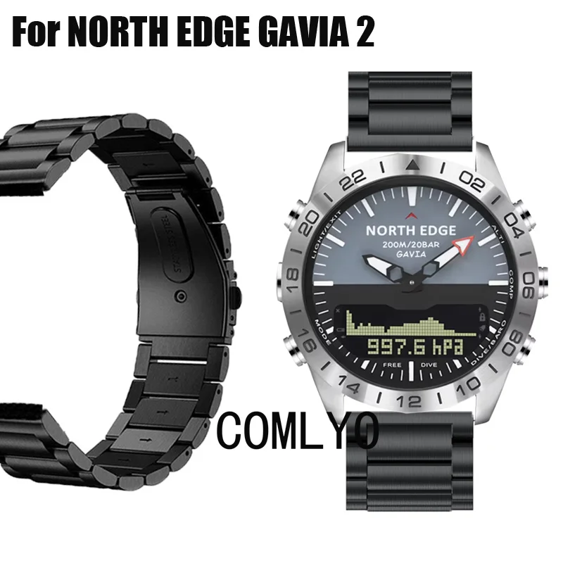 Для часов NORTH EDGE GAVIA 2, металлический регулируемый ремешок из нержавеющей стали, браслет, мужской ремень Для часов NORTH EDGE GAVIA 2, металлический регулируемый ремешок из нержавеющей стали, браслет, мужской ремень