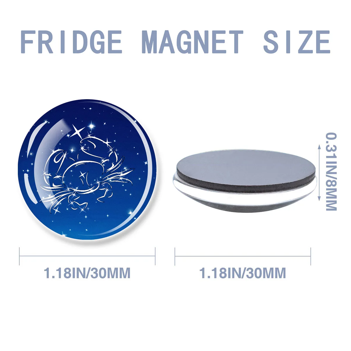 Zodiac Constellation Star Map Pattern Fridge Magnet Glass Dome Refrigerator Magnet Home Kitchen Decoration Collectible Keepsake