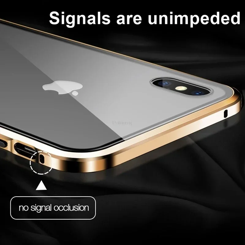 Magnetisches gehärtetes Glas Privatsphäre Metallgehäuse für iPhone 16 15 14 13 12 XR 11 Pro Max 7 8 Plus 360 Magnet Antispy Schutzhülle – Detail 12