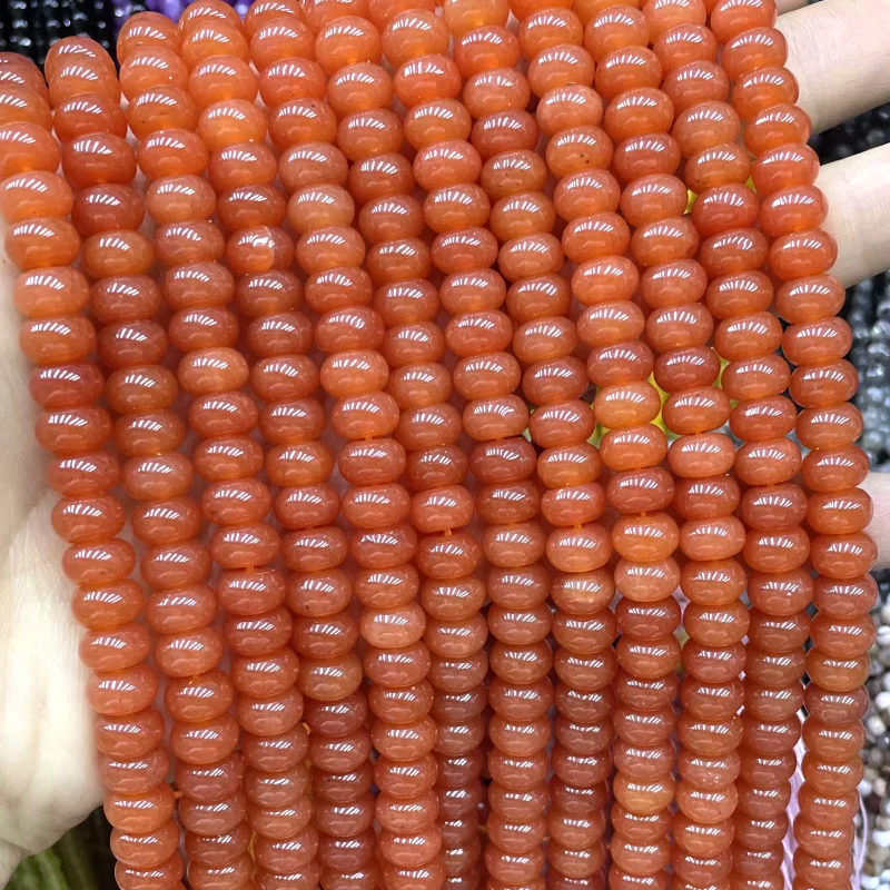 5*8MM Natural Stone Orange Color Chalcedony Rondelle Round Spacer Beads For Jewelry Making DIY Bracelet Necklace Accessories