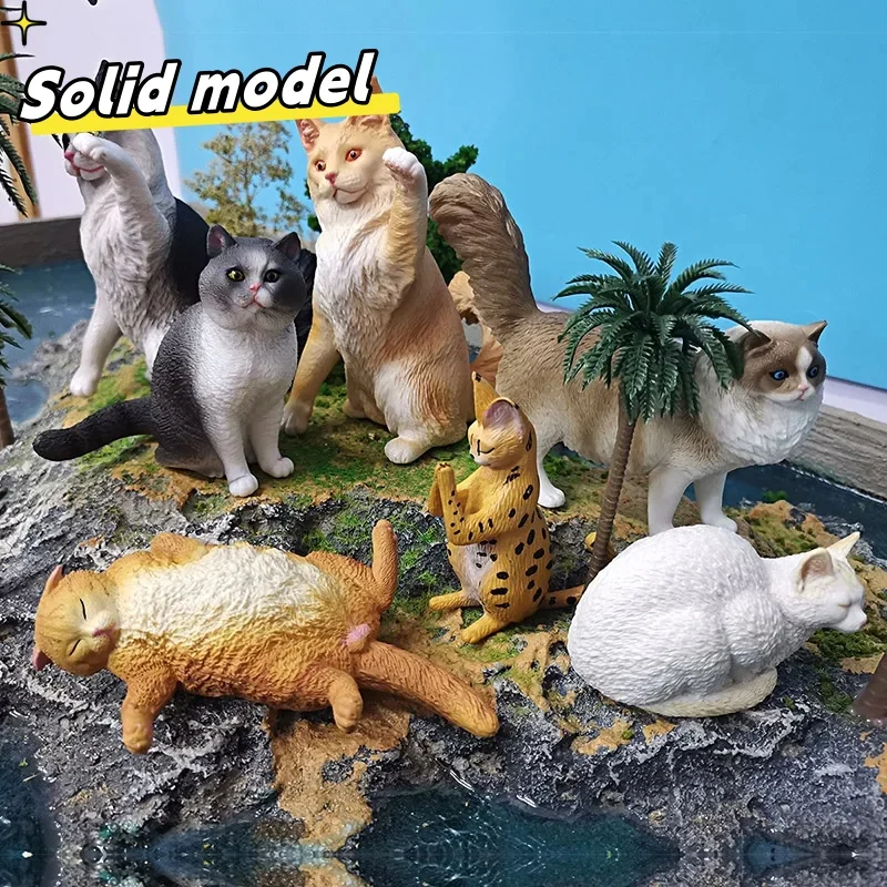 Simulated Cat Pet Ragdoll Animals Action Figures Maine Coone Cat Miniacture Ornament Figurines Educational Toy For Children Gift