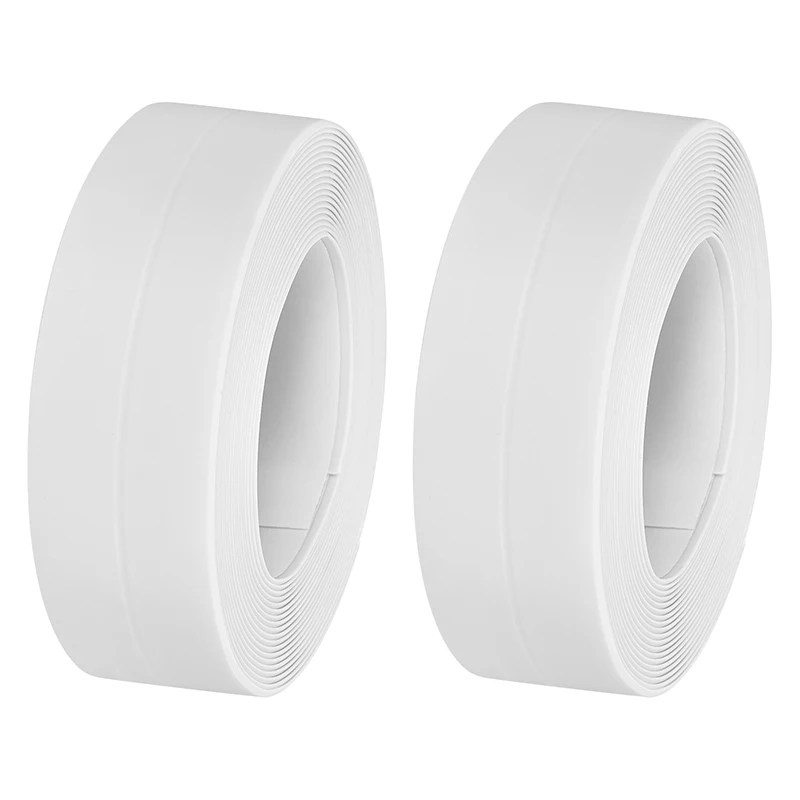 2ชิ้นแผ่นแปะเทปซีลกั้นห้องอาบน้ำทำจาก PVC สติกเกอร์ติดผนังแบบกันน้ำกาวในตัวสำหรับกันราในอ่างล้างจานและห้องครัว