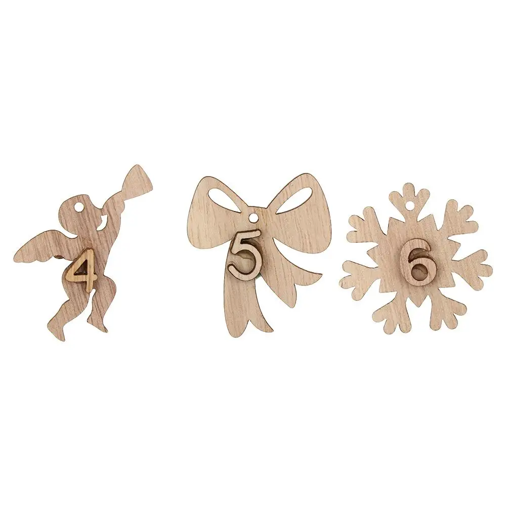 24 szt./zestaw DIY Torby na prezenty Dekoracje Świąteczne Klipsy Zegar Adwentowy Wiszące Etykiety Drewniane Numerki Kalendarz Adwentowy Bożonarodzeniowy