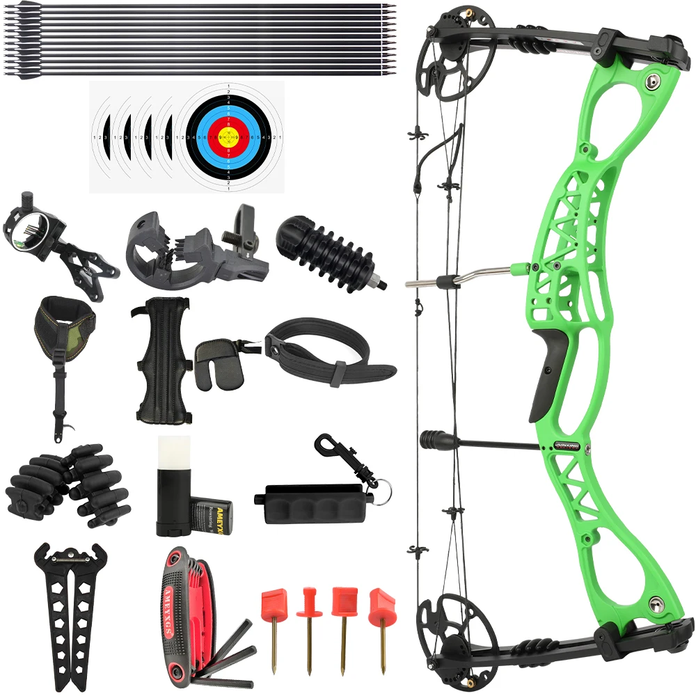 

Archery 0-70 lbs Compound Bow Carbon Arrows Left/Right Hand Magnesium Alloy Riser Fibreglass Limbs 80% Let off Hunting Shooting