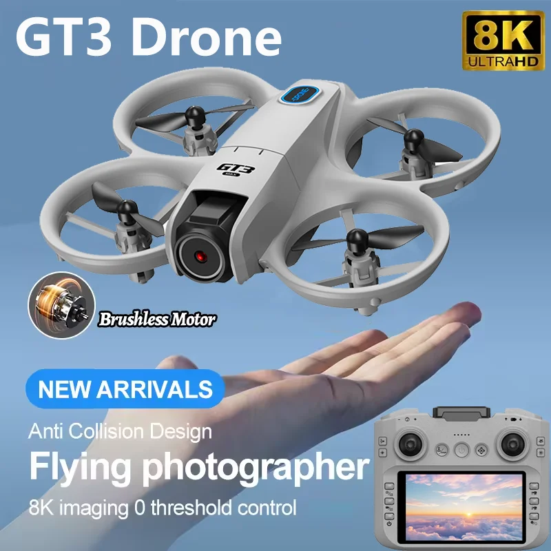2026 جديد GT3 طائرة صغيرة بدون طيار واي فاي FPV تحوم كاميرا 8K نظام تحديد المواقع جيب أضواء ملونة الطائرات بدون طيار طائرة Rc طوي كوادكوبتر RC لعب هدية للطفل