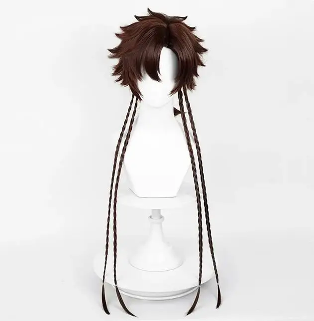 Peruca de cabelo sintética longa e reta para homem, cabeça de medusa, tainha, marrom, anime, cosplay, festa diária