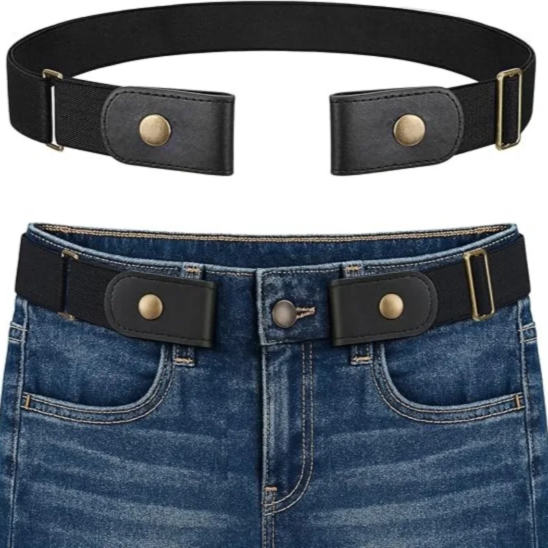 Cinto elástico sem fivela, invisível, ajustável para jeans e vestidos, ajuste confortável, universal para mulheres e homens, 1/2 peças