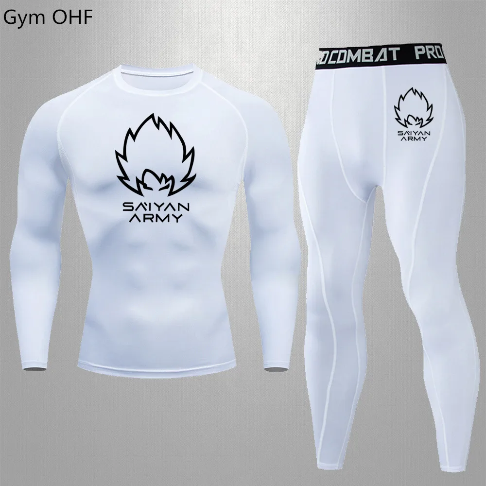 Rashguard-Ensemble de course de fitness pour homme, pantalon d'entraînement de cyclisme, sweat-shirt serré de basket-ball, vêtements de course athlétique