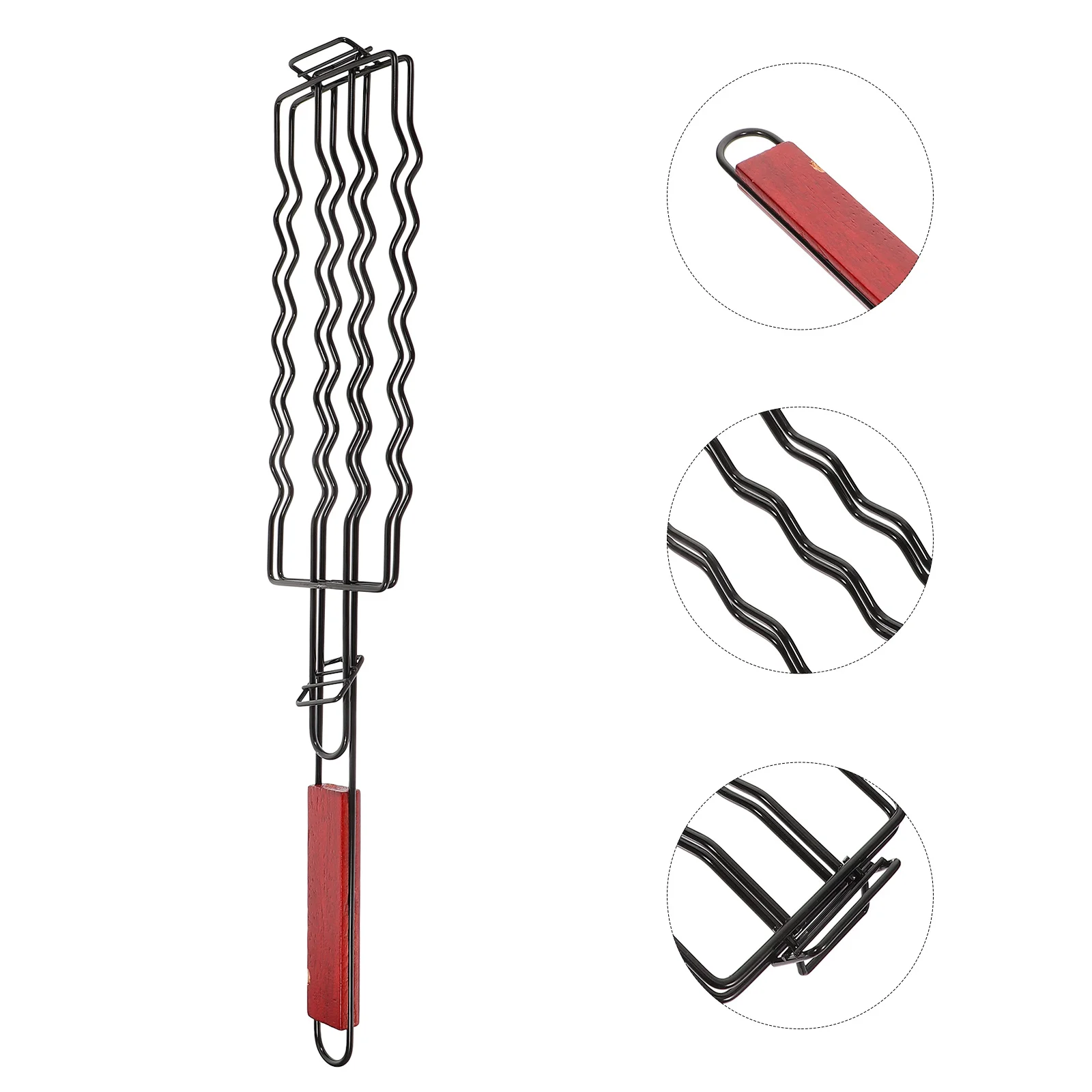

Sausage Grill Basket Iron Wood Hot Dog Rack for Outdoor Bbq Grill Accessories and Grilling Tools Barbecue Clip