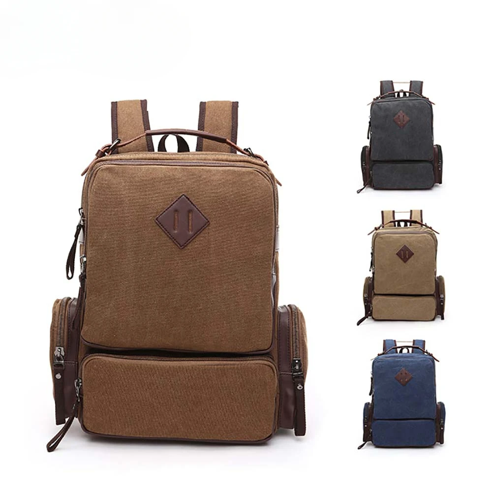 High Quality Brand New Trend Multi-purpose Men Vintage Canvas Laptop bag Man Travel Bags Retro Military Style Backpack