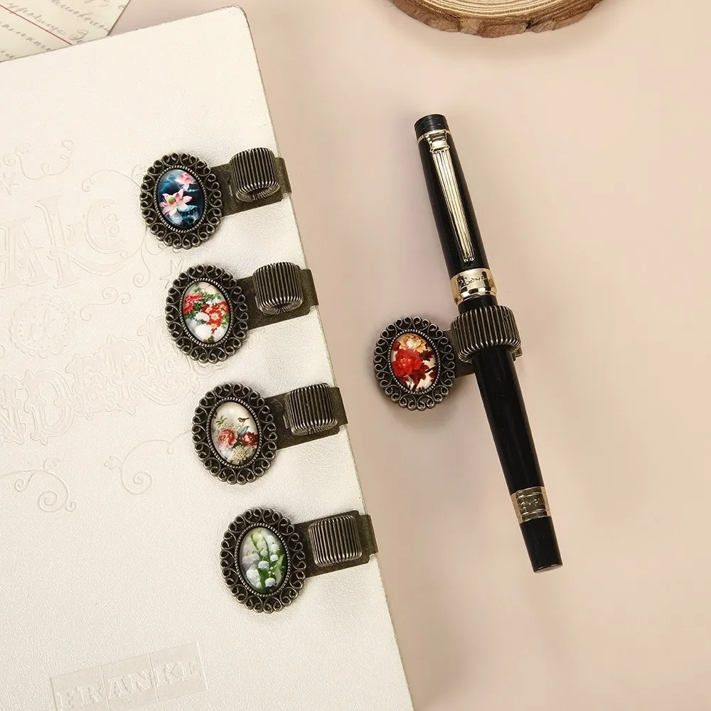 Metal Pen Loop Holder Anti-lost Fixed Stationery Journal Elastic Pen Holder Ancient-style Marine Animal Multi-functional