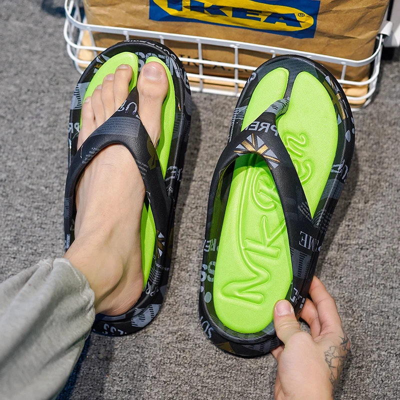 New Male Soft EVA Slippers Fashion Print Flip-flops Antiskid Comfortable Men Summer Casual Shoes Outdoor Thick Sole Slides 54111 image 6