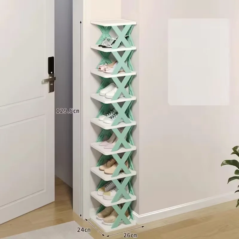 Platzsparender Eck-Schuhregal-Organizer – Hohes, schmales, robustes Kunststoffregal mit 6/9 Ebenen für 6/9 Paar Schuhe & Stiefel, vielseitige Aufbewahrung für Eingangsbereich, Schrank, Garage,