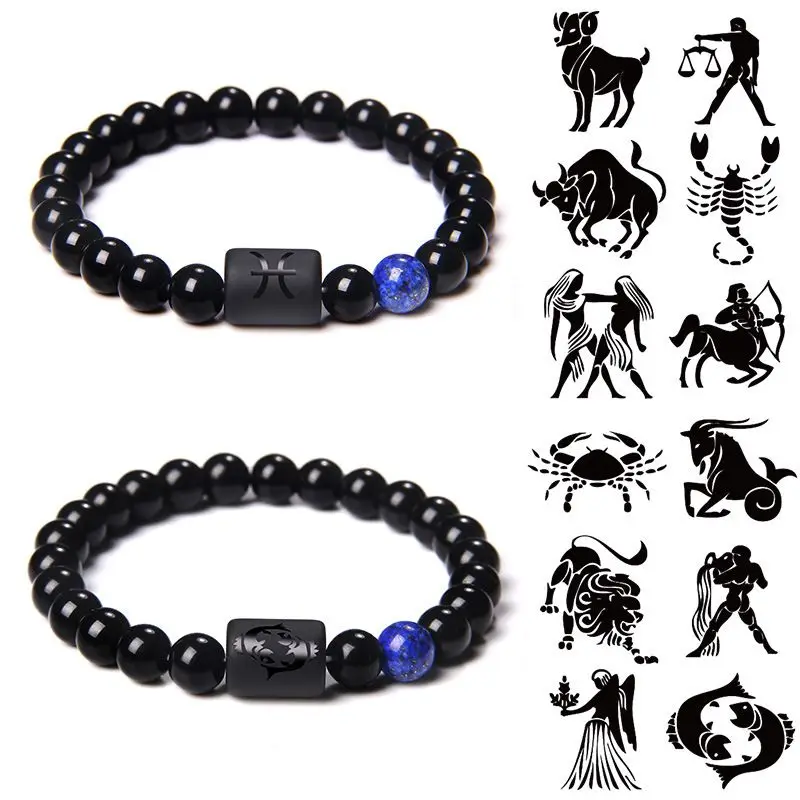 

Hot Sale Stone Bead Bracelet, Twelve Constellations Couple Jewelry