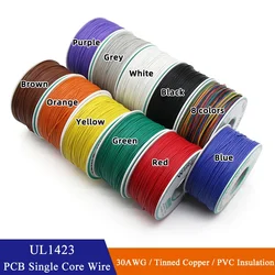 250m/Roll UL1423 30AWG Colored Insulation Cable Copper Core Test Wrapping Wire Tinned Copper PCB Solid Electrical Wire Line