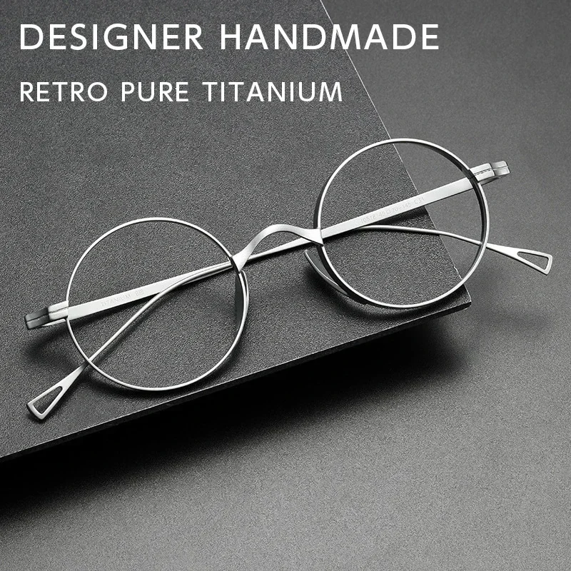 

Retro Round Eyewear Men Pure Titanium Optical Frame Prescription Myopia Eyeglasses Hyperopia Women Glasses 10518 Custom Lenses
