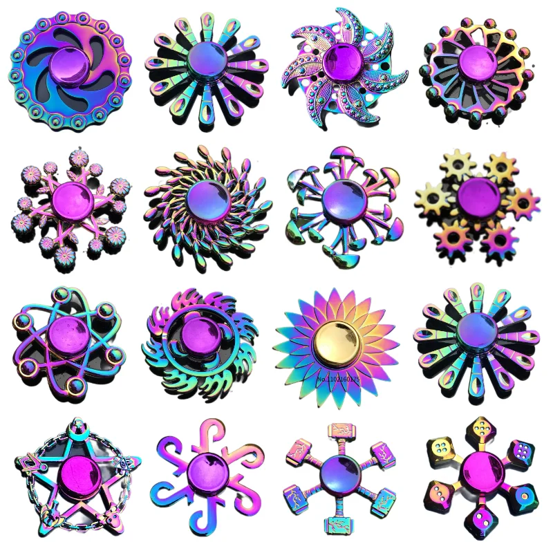 2 pezzi in metallo arcobaleno Fidget Spinner sfumatura di colore R188 cuscinetto muto EDC mano Spinner punta delle dita giroscopio anti-ansia bambini giocattoli per adulti