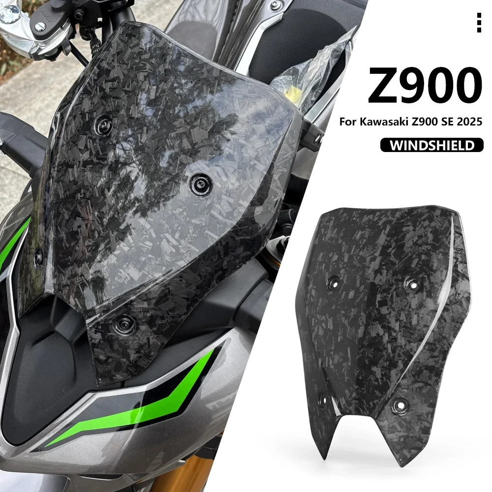 

Motorcycle Acrylic Windshield Windscreen Forging pattern Carbon fiber Accessories For Kawasaki Z900 SE Z 900 2025 Wind Deflector