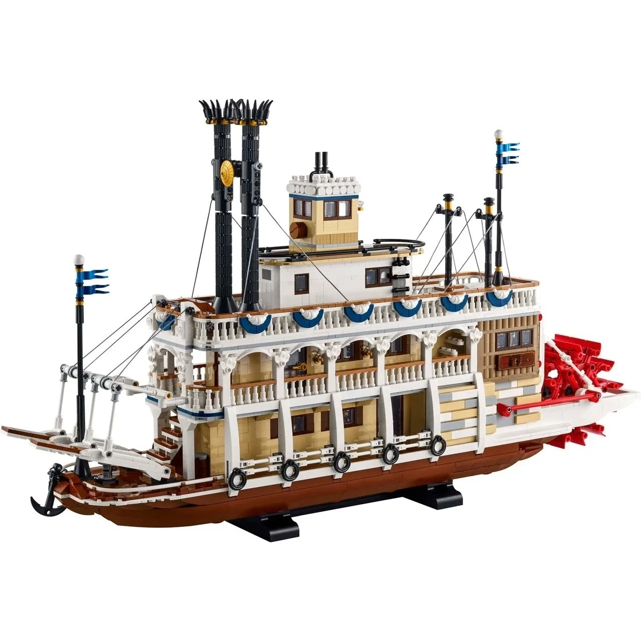 Zestawy klocków konstrukcyjnych Steamboat kompatybilne z elementami Lego, model statku parowego 21356, odpowiednie na prezenty świąteczne.