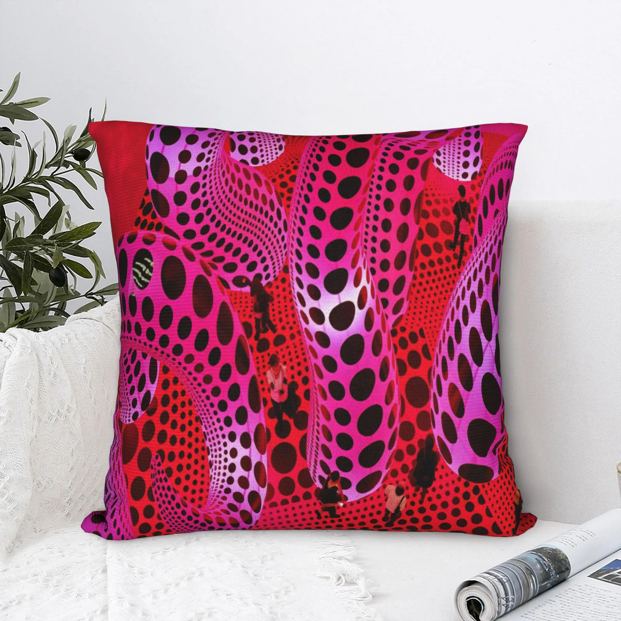 Yayoi Kusama at the Tel Aviv Museum of Art Pillowcases  Fashion Pillow Case For Living Room Bed Chair Graphic Pillow Cover