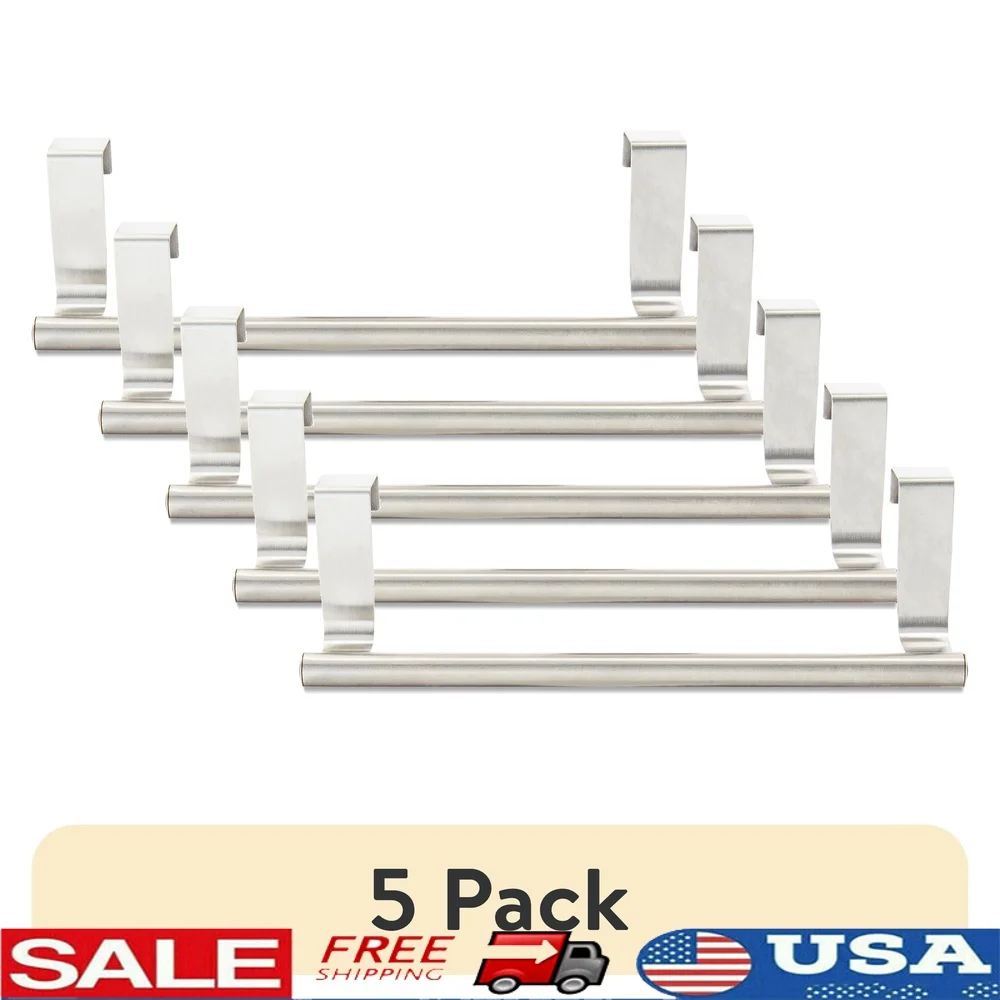 

5-пакетный держатель для полотенец над шкафом, нержавеющая сталь, прочная матовая отделка, установка не требуется, удобная ванная комната