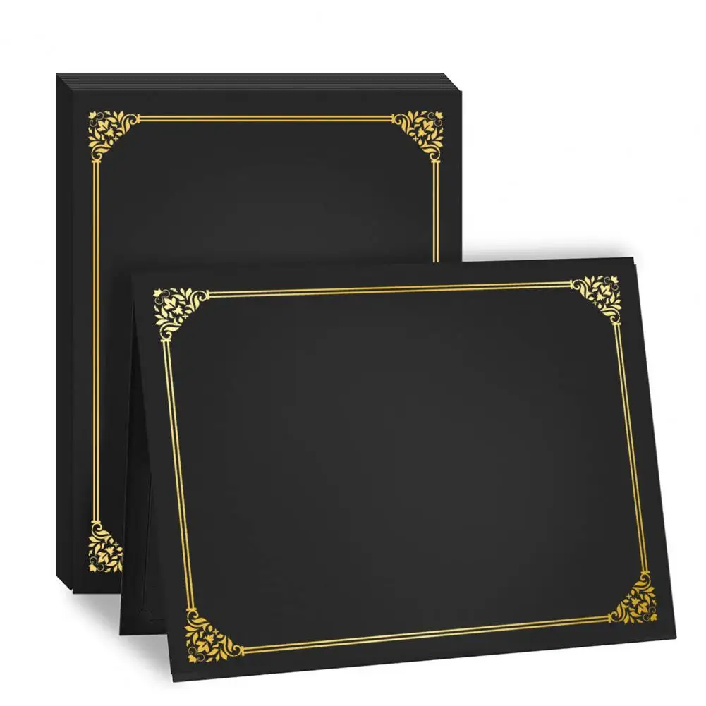 10 Pcs Black Certificate Holders Diploma Covers for 12.6 X 9.45 Inch Paper Gold Foil Border Cardstock Award Graduation