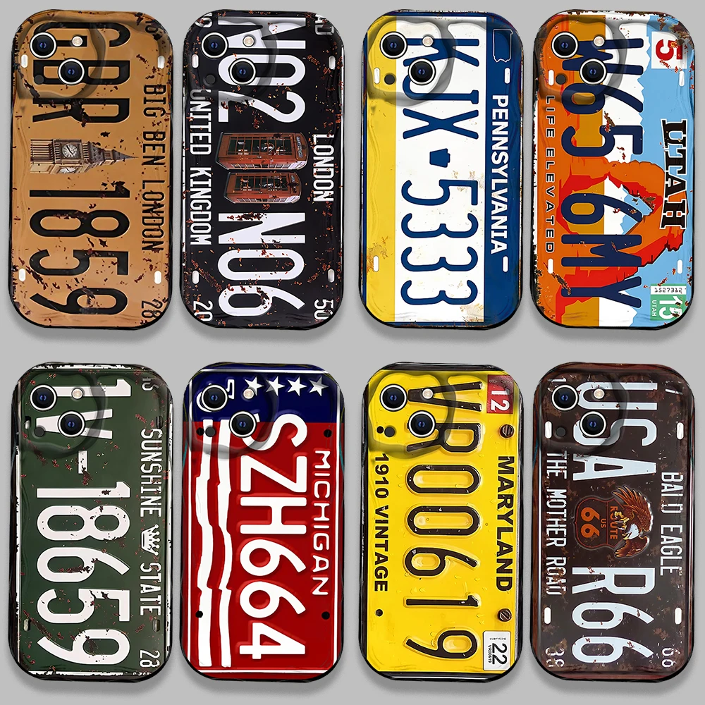 Retro Old License Plate Numb Phone Case For Samsung Galaxy S25 S24 S23 S21 S20 FE Plus Ultra 4G 5G 3D Wave Soft TPU Back Cover