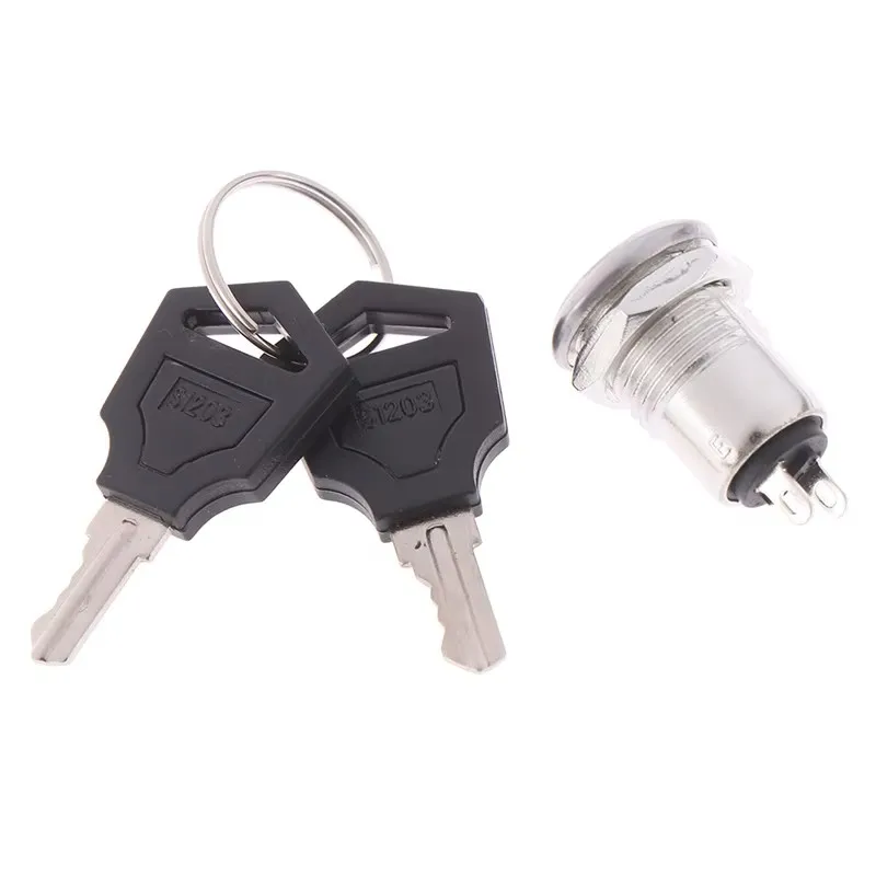 

12mm Zinc Alloy Electronic Key Switch ON OFF Lock Switch Phone Lock Security Power Switch Tubular Terminals+2 Keys 2 Position