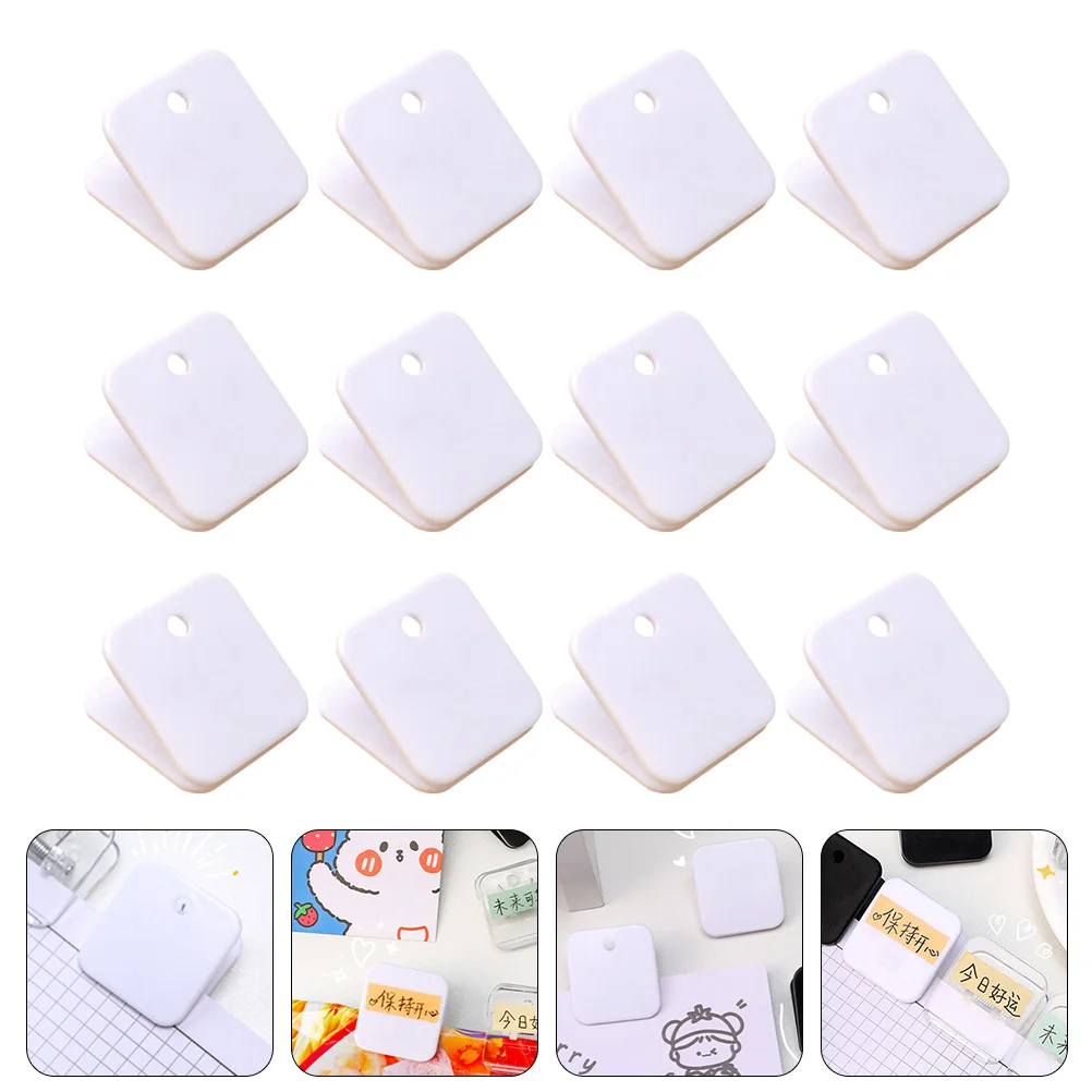 12 Pcs Square Folder Office Clips Paper Clamp Metal Stationery Binder Plastic Mini Supply Accessories