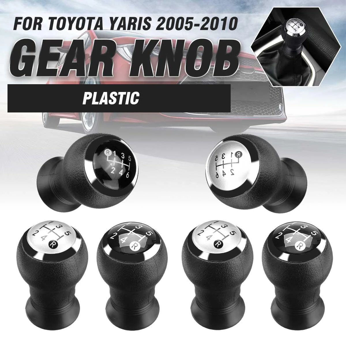 For Toyota Yaris Auris 5/6 Speed Manual Stick Gear Shift Knob Lever Shifter Head Handball 2005 2006 2007 2008 2009 2010