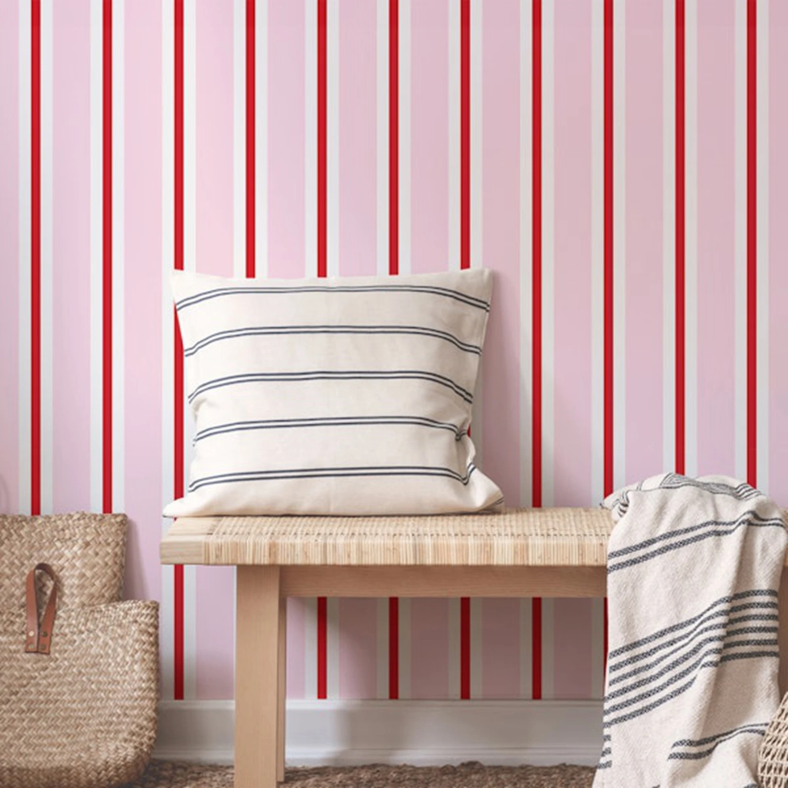 

Шикарные полосатые обои, нетканые обои в сладкую розовую и красную полоску для детской комнаты, минималистичные кухонные обои, очистка и наклейка
