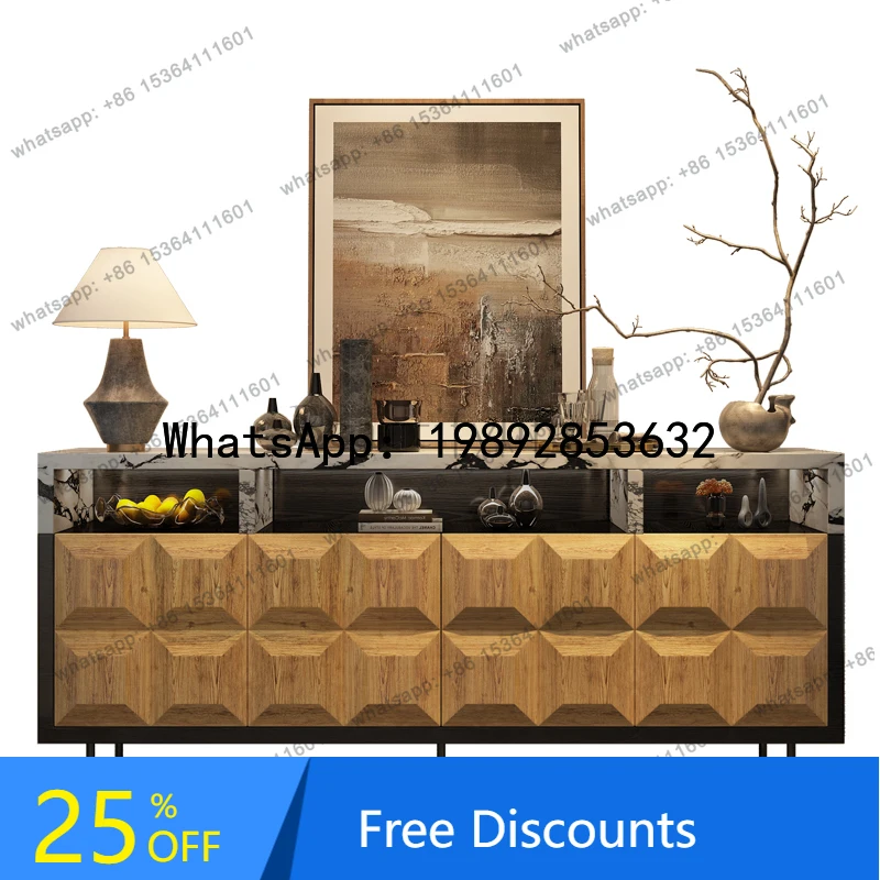 

HH French retro entrance cabinet living room marble solid wood art medium antique locker