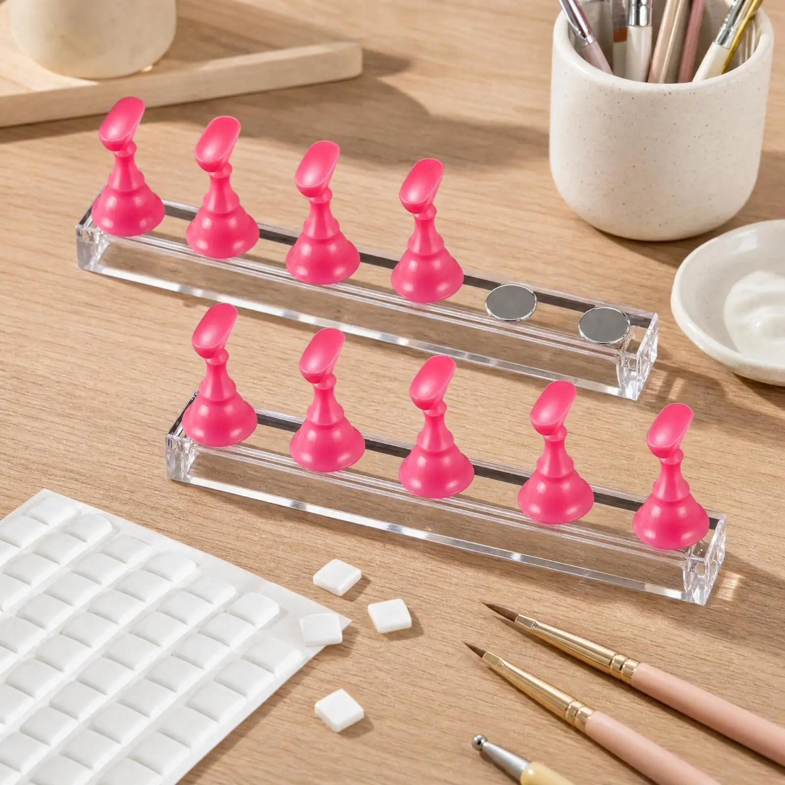 2 Pieces Display Stand Beginner-Friendly Acrylic Nail Display Stand Space-Saving