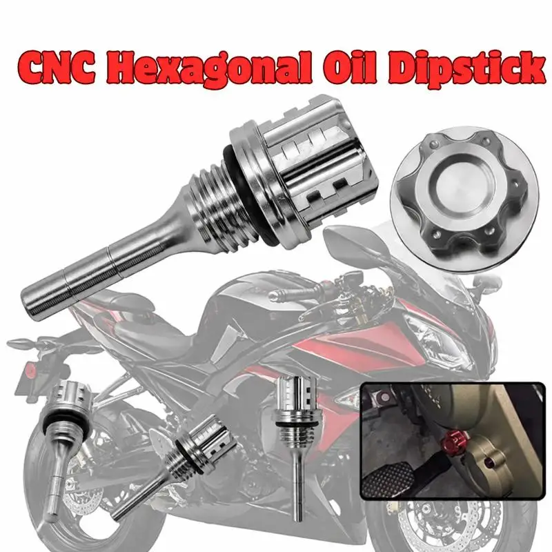 Motorcycle Engine Hexagon Oil Dipstick Filler Cap Aluminum Alloy Enhanced Performance Universal