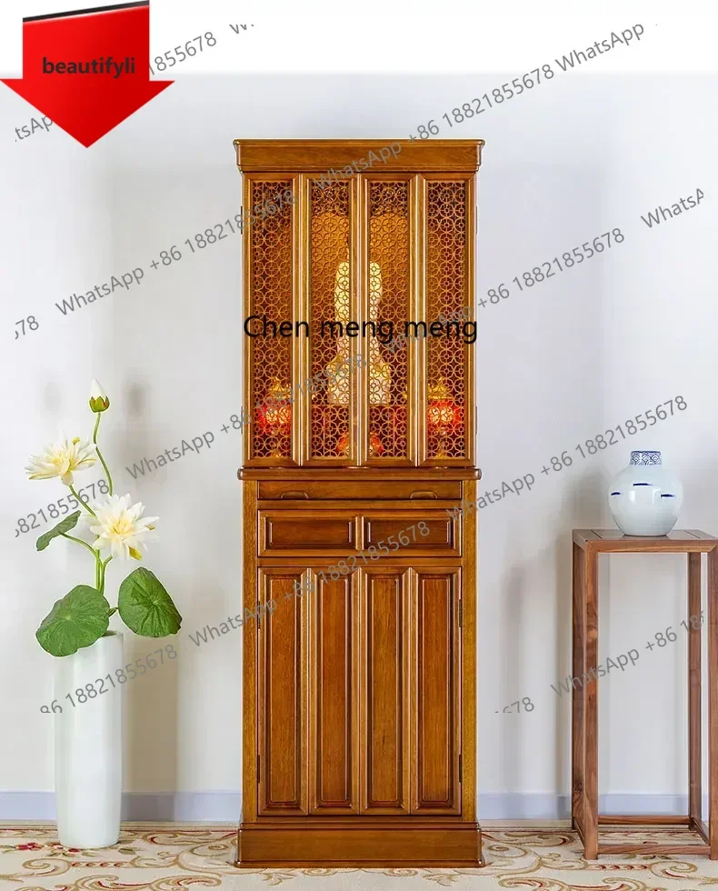 

Modern Buddha Shrine with Door Altar Household Shrine Clothes Closet Altar Buddha Cabinet Simple Solid Wood a48