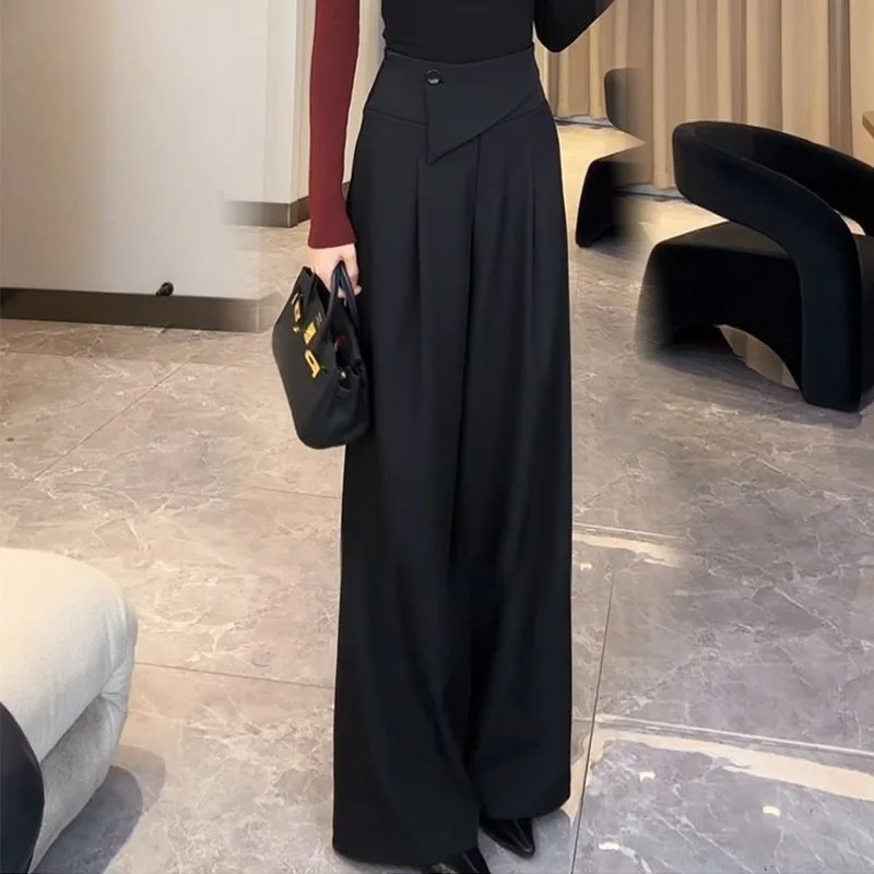 High Waist Narrow Version Wide Leg Pants Waist Straight Pants Drape Versatile Trousers Suit Pants High Quality Women's Trousers