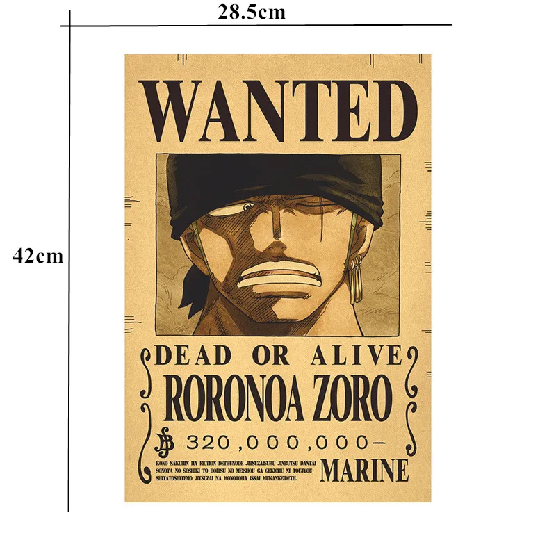 Anime Luffy Gear 5 One Pieces Bounty Wanted Posters 4 Emperors Law Kid Figures Vintage Living Room Wall Decoration Stickers Toys view 5