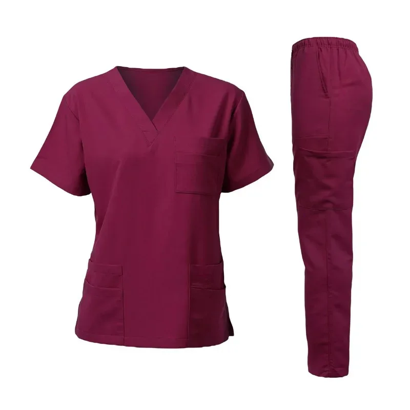 Uniforme de salão de beleza, uniforme de esfrega, camisetas de manga curta, roupas de trabalho médico, blusas de enfermeira